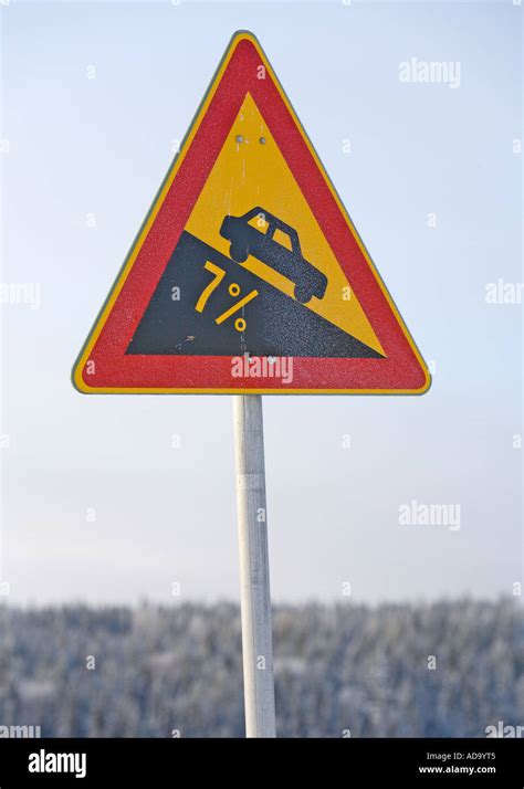 Finnish Traffic Sign Warning About Steep Descent Number 115