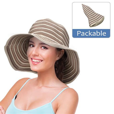 Women Floppy Sun Hats W Wide Brim Summer Beach Uv Protection Foldable Gardening Hiking Cap