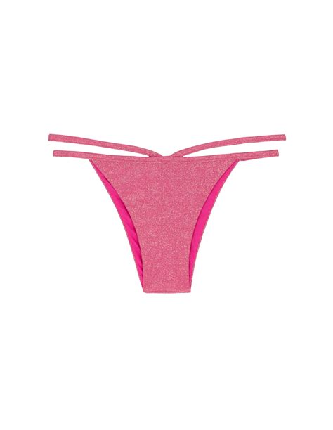 Strappy Pink Lurex Brazilian Bikini Bottom Calcinha Radiante Rosa