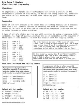 Computer Science Quick Review On Algorithms Sequence Selection