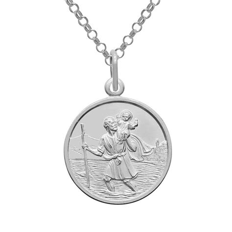 925 Sterling Silver Saint St Christopher 14mm Charm Pendant And 20 Inch Chain Necklace High