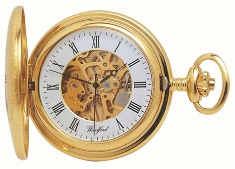 Woodford Half Hunter Gold Plated Skeleton Pocket Watch