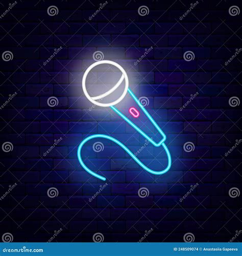 Microphone Neon Icon Stand Up Comedy Show Music Talent Show Vector