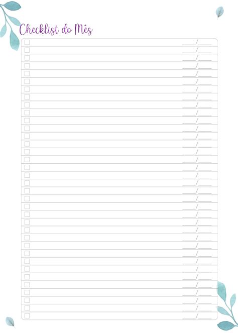Planner Flores 2022 Checklist Mensal Fazendo A Nossa Festa