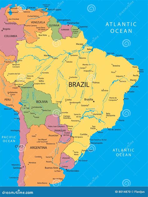 Brazil Vector Map Stock Vector Illustration Of Division