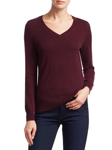 Saks Fifth Avenue Collection Cashmere V Neck Sweater In Purple Lyst