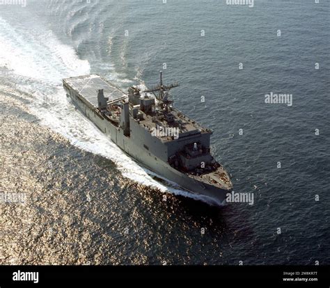 An Aerial Starboard Bow View Of The Amphibious Dock Landing Ship Uss