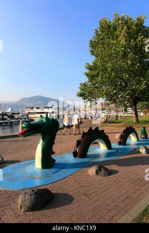 The Ogopogo dragon sculpture, City Park, Kelowna City, Okanagan Lake ...