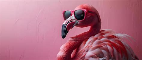 Premium Photo Funky Pink Flamingo Rocking Sunglasses On Pastel