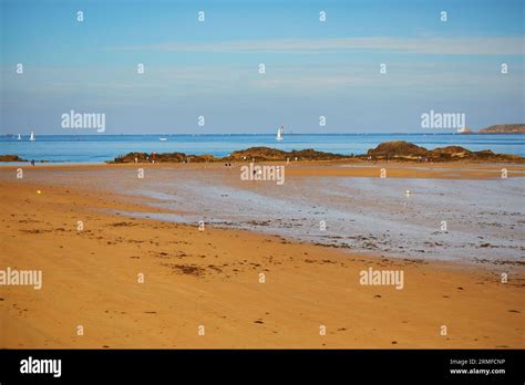 Scenic View Of Plage Du Sillon Beach In Saint Malo Brittany France