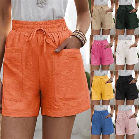 Plus Size Womens Cotton Linen Elastic Waist Shorts Summer Beach Sport Hot Pants Ebay