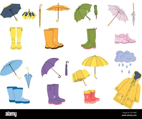 Accessories For Rainy Weather Rain Boots Raincoat And Umbrella