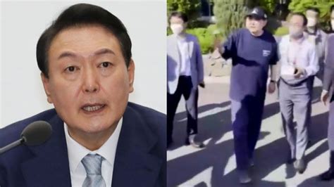 윤석열 대통령이 61 지방선거 열리는 날에 천안함 로고가 박힌 모자와 티셔츠 차림으로 청와대에 깜짝 등장했다