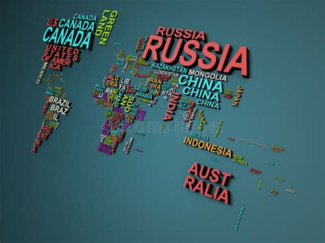 The World Map with All States and Their Names 3d Illustration on Stock ...