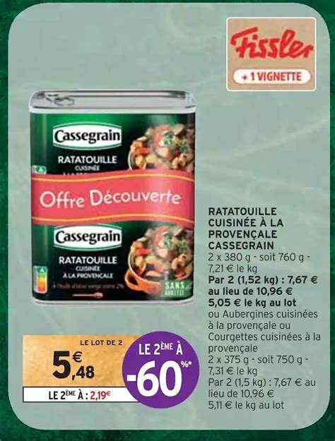 Promo Cassegrain ratatouille cuisinée à la provençale chez Intermarché