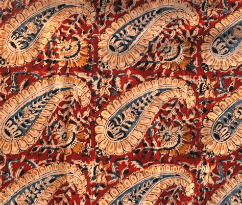 Kalamkari Fabric Block Printed Cotton Paisley Print By The