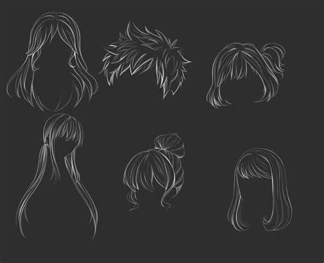 Hair Stamps Procreate Brushes Chibi Hair Brushes Straight Etsy