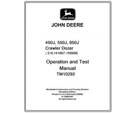 John Deere J J J Crawler Dozer Diagnostic And Test Service