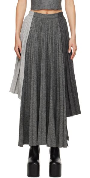 Rokh Gray Pleated Midi Skirt