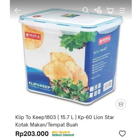 Lion Star Kotak Makan Klip To Keep 15 7 L Ex Cafe Kitchen Appliances