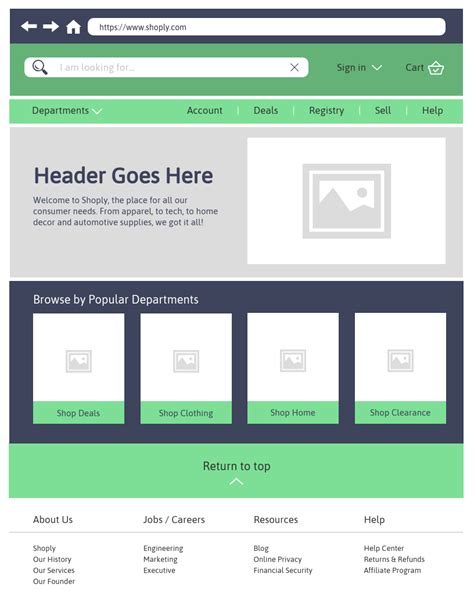 Green Retail Website Wireframe Template