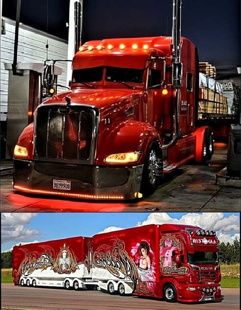 Two Red Semi Trucks Parked Next To Each Other