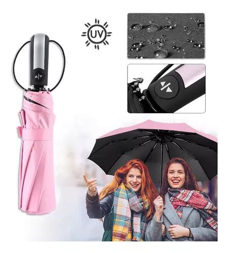 Guarda chuva anti UV rosa botão automático MercadoLivre