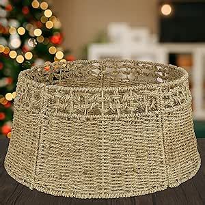 Amazon Blissun Christmas Tree Collar Rattan Farmhouse Christmas