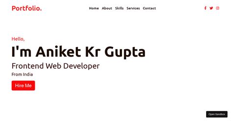 Aniket Bharat Intern Personal Portfolio Codesandbox