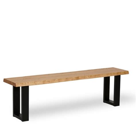 Banco De Madera Patas Metal Ica Roble Minimalista Blenom