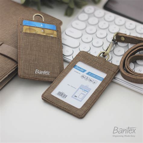 Jual Bantex Leather Name Tag Id Card Holder Brown Kulit