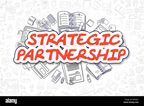 Strategic Partnership Cartoon Red Text Business Concept Stock Photo