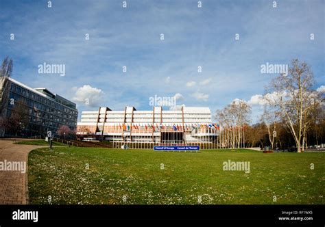 STRASBOURG, FRANCE - MAR 31, 2018 Council of Europe wide photo with all ...