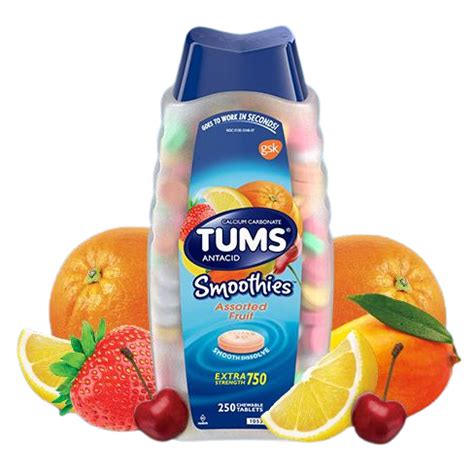 Tums Antacid Smoothies Assorted Fruit Extra Strength Chewable