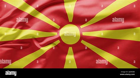 Waving National Flag Of North Macedonia Stock Photo Alamy