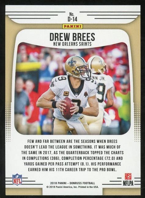 Donruss Drew Brees Dominators Insert New Orleans Saints Ebay