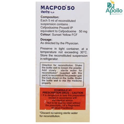 Macpod 50 Mg Suspension 30 Ml Price Uses Side Effects Composition