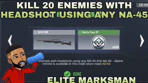 KILL 20 ENEMIES WITH ANY NA 45 WITH AY OPTICS ELITE MARKSMAN CHALLENGES