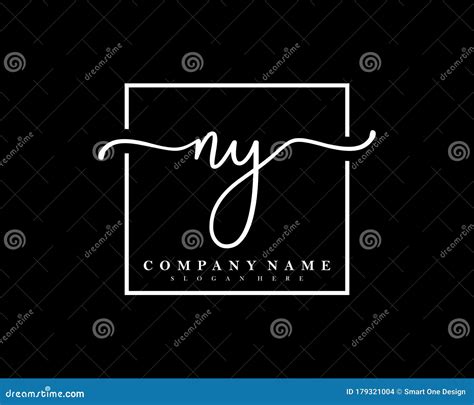 Ny Initial Handwriting With Square Frame Stock Vector Illustration Of Initial Brush 179321004