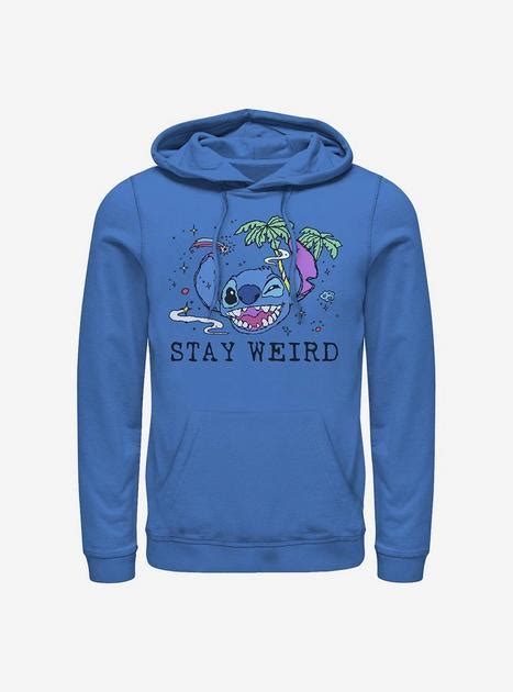 Disney Lilo And Stitch Stay Weird Stitch Hoodie Blue Hot Topic