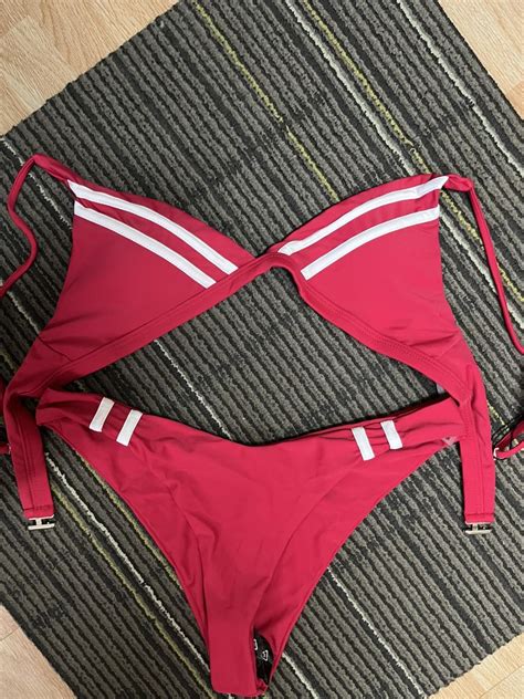 Red Two Piece Bikini Swimsuit Womens Fashion Swimwear Bikinis And Swimsuits On Carousell