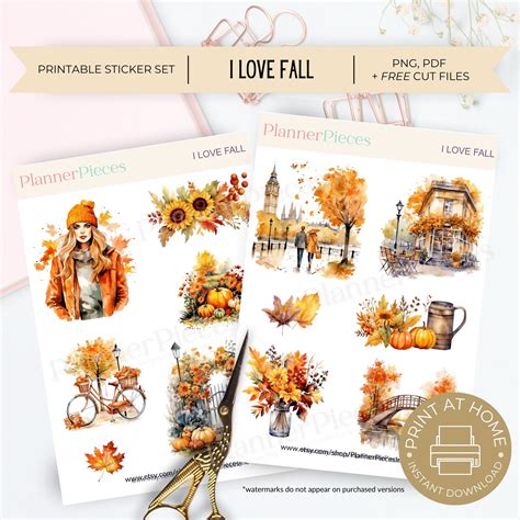 Autumn Fall Printable Stickers Printable Planner Sticker Happy Planner Stickers Autumn