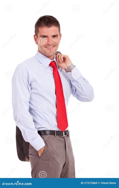 Business Man Holding Jacket Over Shoulder Stock Photo Image Of