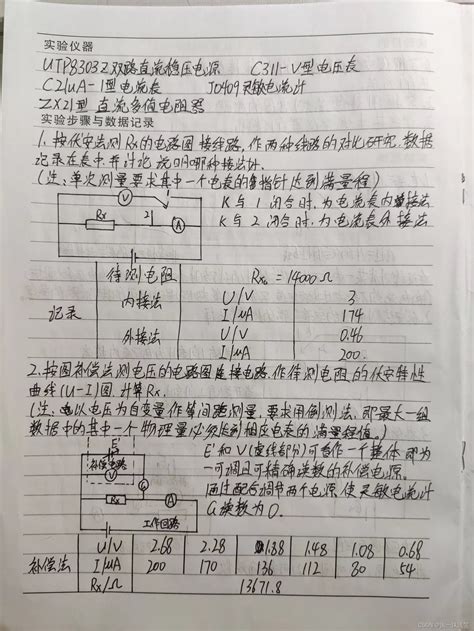 物理实验 电压补偿在伏安法测电阻中的应用 实验报告 重庆理工大学电压补偿在伏安法测电阻中的应用实验报告重庆理工大学 Csdn博客