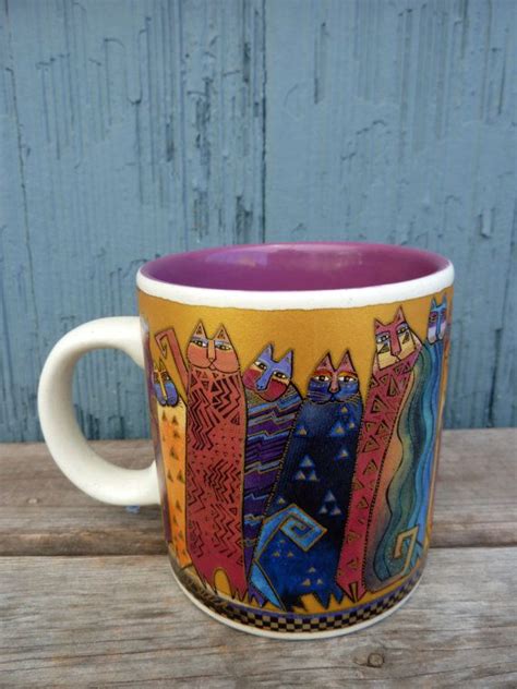 Laurel Burch Cat Mug Purple And Gold Colors Coffee By Oatesgeneral