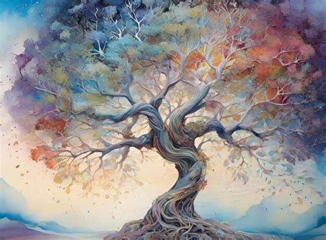 Premium AI Image | The Tree Of Life In Colorful Spring Watercolor ...