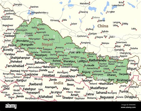 Map Of Nepal Shows Country Borders Urban Areas Place Names And Roads