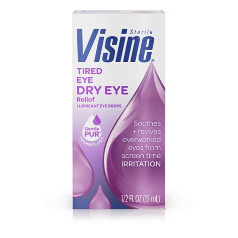 Visine Dry Eye Relief Tired Eye Lubricant Eye Drops Soothes Burning