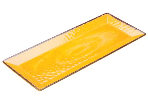 Yellow 19 X 8 Hammered Rectangular Melamine Plate In Melamine Plates