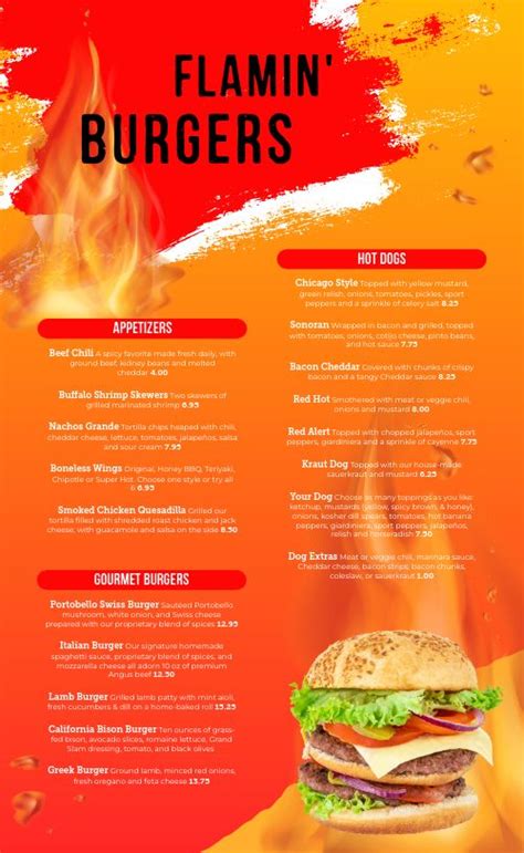 Fiery Flaming Burger Menu Design Template By Musthavemenus